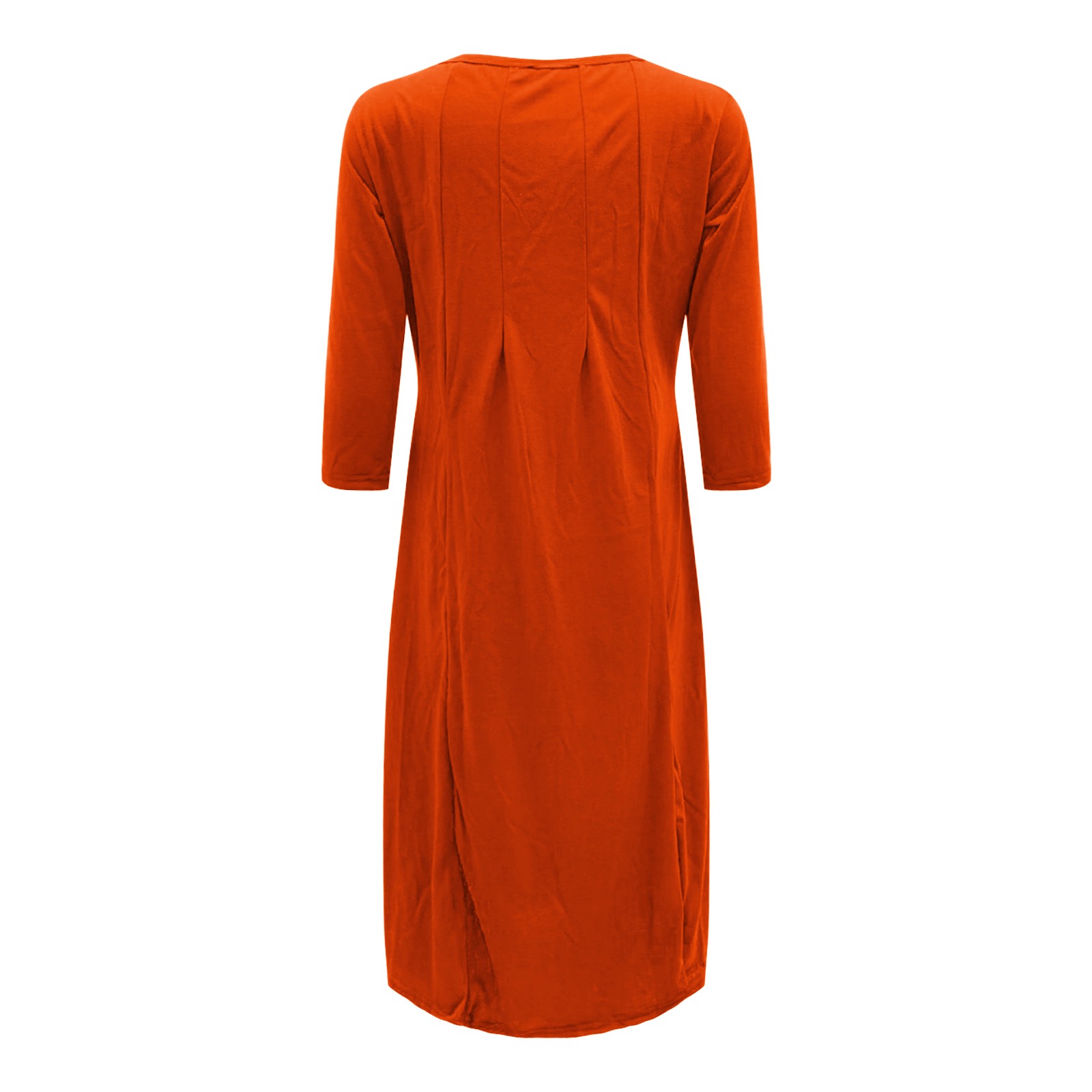 thumbnail image 3 of Vestido informal liso de mujer con cuello redondo, manga larga y largo hasta la pantorrilla - Corte holgado, material resistente, para uso diario/ocasionales, tallas M-XXXL, 3 of 6